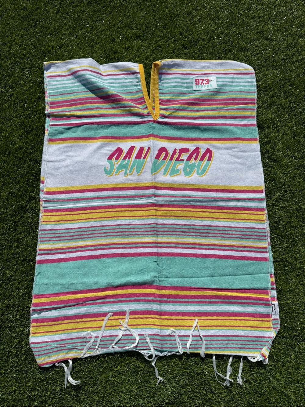 San Diego Padres City Connect Striped Poncho - Mint, Pink & Yellow -New